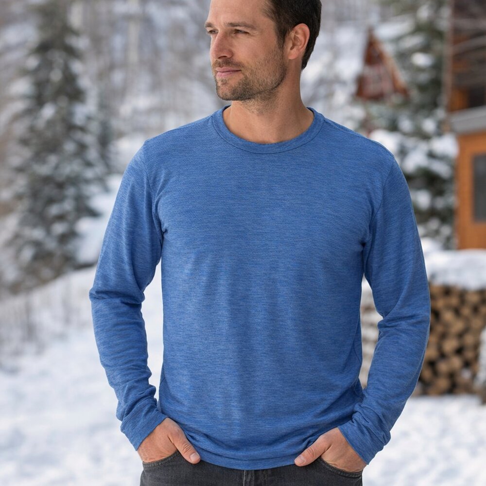 HEATKEEP Blue Lightweight Thermal-style Top Long-Sleeve Large Shirt